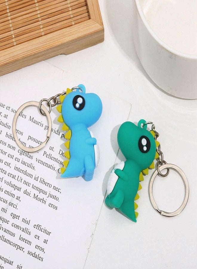 POYAMUSE Colorful Cartoon Dinosaur Keychain - Fun Novelty Dinosaur Charm Keyring for Boys Girls-green - Image 3